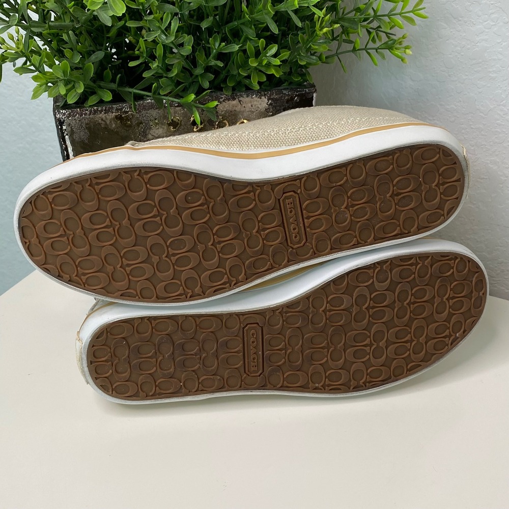 COACH Kennedi Slip On Sneakers Women's Gold Sequin Embellished Shoes 6B‎ - Picture 7 of 11